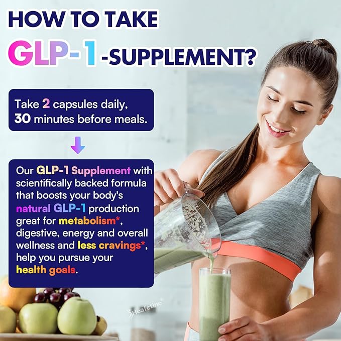 GLP-1 Supplement Support, with Naturally GLP-1 Supplement Probiotic, Hops & Green Tea Extract, GLP 1 Supplement for Gut, Energy, GLP-1 Levels & Overall Health - 60 Capsules