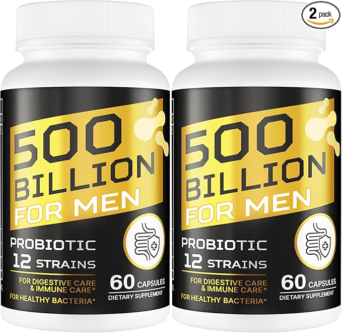 Probiotics for Men, 500 Billion CFU 12 Strains Mens Probiotic with Turmeric Cranberry & Goji, Gut Health for Men, Probiotics for Men Digestive Health, Bloating, Immune & Overall Health, 60-Day Supply