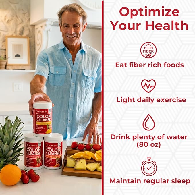 Health Plus Colon Cleanse Digestive Support | Natural Sweetener without Artificial Flavors | Daily Fiber for Toxin Elimination To Reduce Bloating | Pineapple Flavor | 9 Ounces, 36 Servings