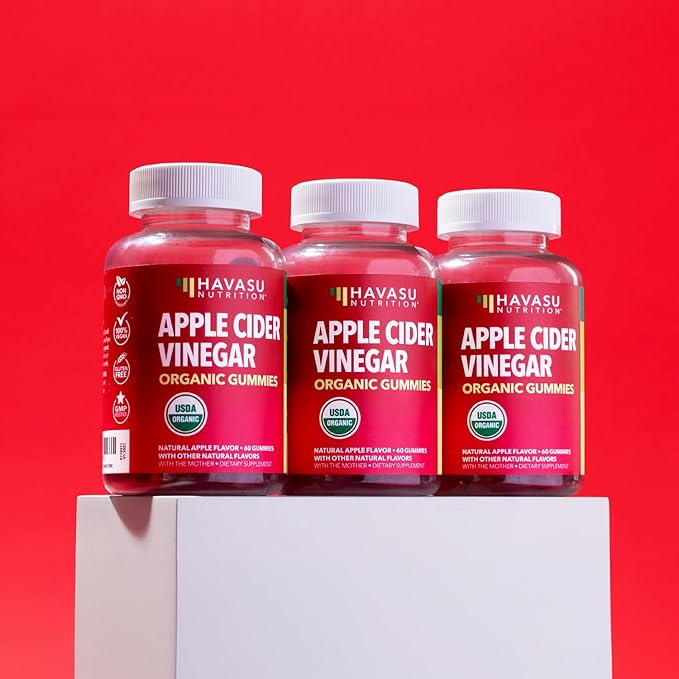 Organic Apple Cider Vinegar Gummies - ACV Gummies to Support Digestive Health and Gut Flora for Digestion - Natural Apple Flavor - 120 Organic, Vegan, and Non-GMO Apple Cider Vinegar Gummies