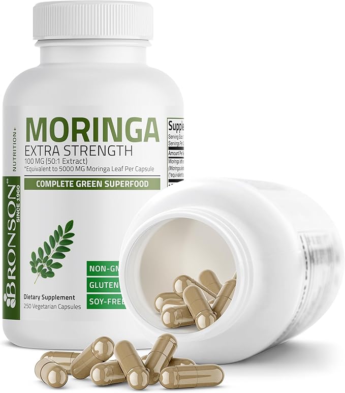 Bronson Moringa Extra Strength Capsules Moringa Oleifera Powder, 250 Count