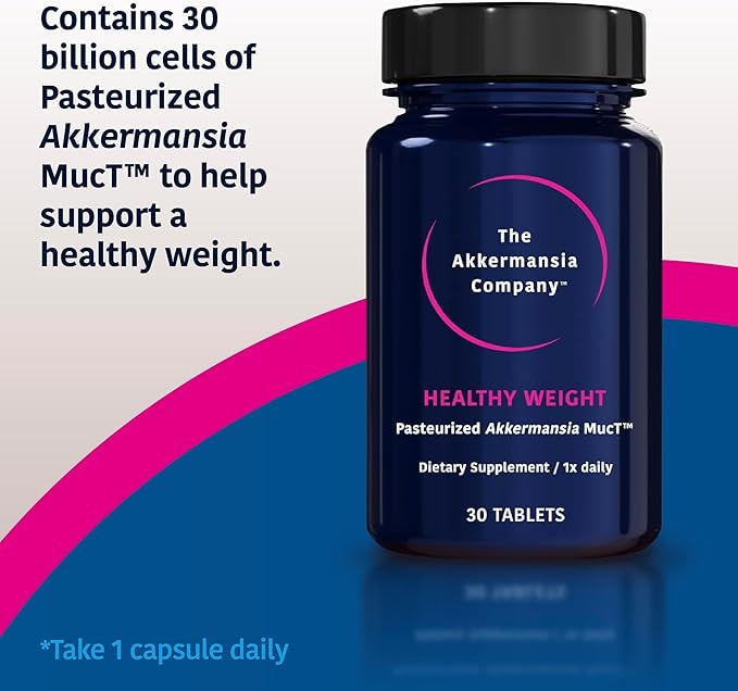 Akkermansia Company Healthy Weight - Akkermansia Probiotic, Akkermansia Muciniphila, GLP-1, Metabolic Vitamins, GLP-1 Supplement for Gut Health, Chromium, Green Tea Leaf - 30 Tablets (Pack of 1)