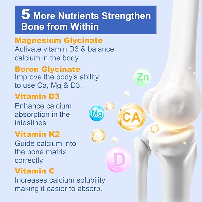 Liposomal Calcium AKG Supplement 1500mg with Vitamin D3 & K2 Softgels for Women & Men, Calcium Supplement with Magnesium Glycinate, Boron, Probiotics & Vitamin C for Bone Health & Energy - 120Cts