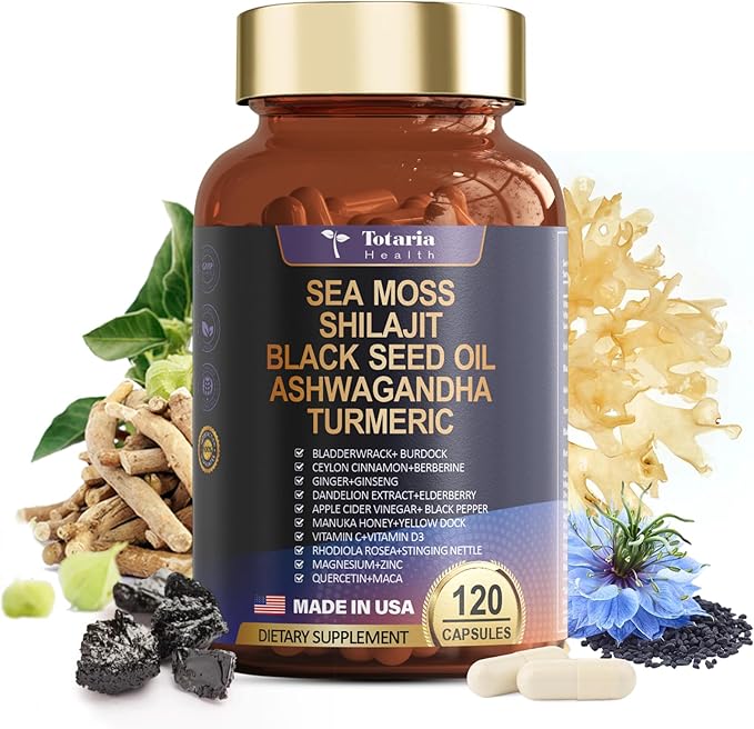25-in-1 Sea Moss Capsules, 120 Capsules per Bottle, 2 Bottles