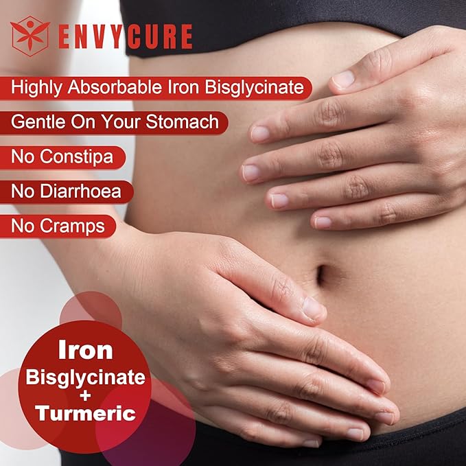 Sugar Free Iron Gummies 18mg for Women Men, Iron Bisglycinate Supplement Gummies with Vitamin C, Turmeric & Folate - Blood Builder for Iron Deficiency, Anemia & Energy, Non-Constipating (2 PACK)