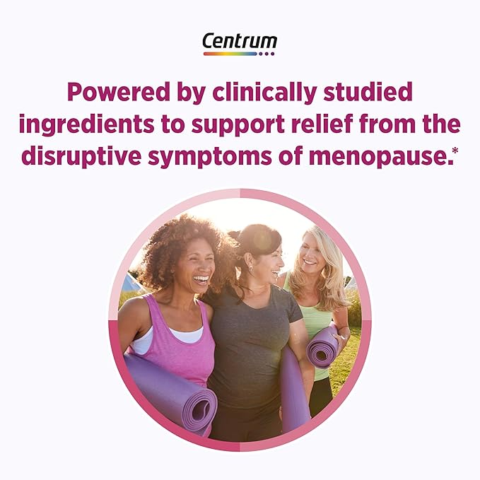 Centrum Complete Multivitamin Supplement + Hot Flash Support Menopause Support Tablets, with Clinically Studied geniVida, 30 Count