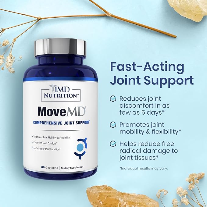 1MD Nutrition MoveMD - Health Supplement for Joint Discomfort & Support - Our Collagen Pills are Skillfully Formulated for Women & Men w/Hyaluronic Acid & Astaxanthin