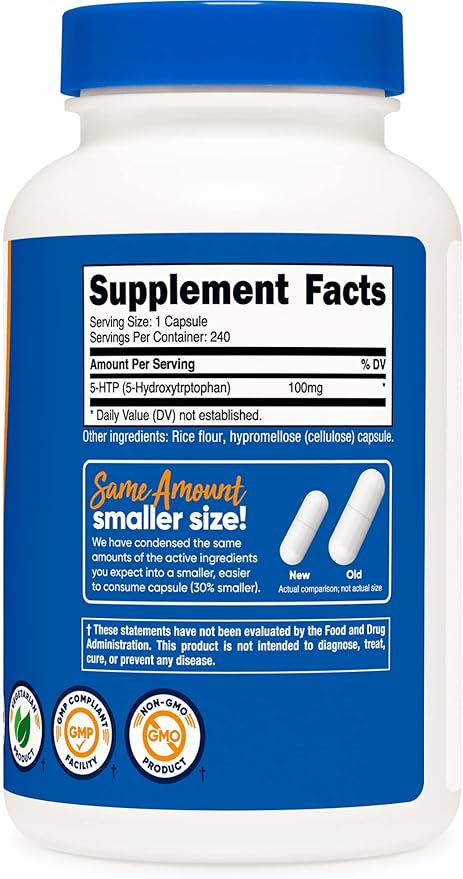 Nutricost 5-HTP 100mg, 240 Vegetarian Capsules (5-Hydroxytryptophan) - Non-GMO & Gluten Free (2 Bottles)
