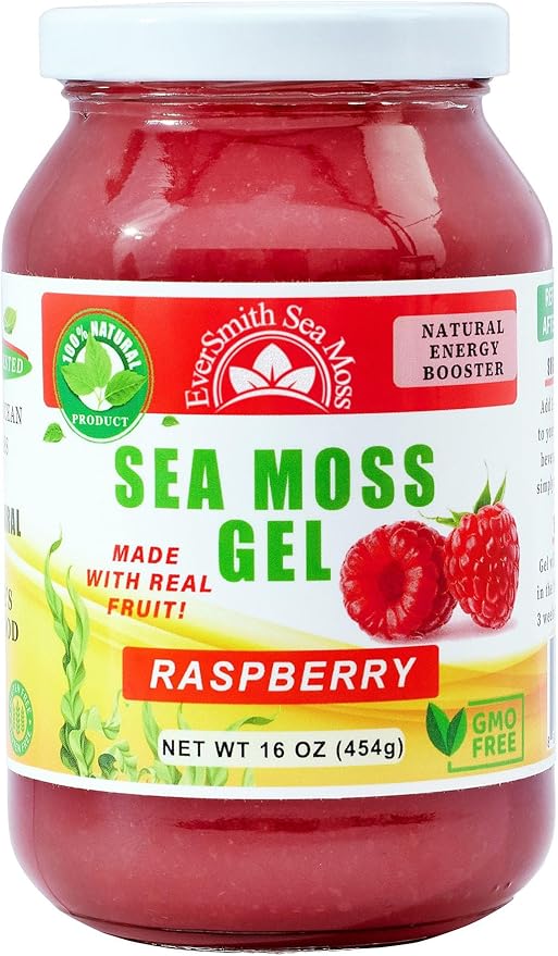 Wildcrafted Irish Sea Moss Gel | Made in USA | Rich in Vitamins & Minerals | Sea Moss Gel Raw | Nutritional Supplement | Raspberry (16 oz)