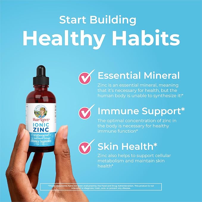 MaryRuth Organics Zinc Supplements for Immune Support, Liquid Zinc Supplement, Immune Support Supplement for Kids, Ages 4-13, Zinc Sulfate, Vegan, USDA Organic, Glycerin Based, 2 Fl Oz