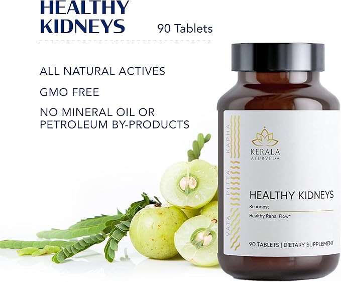 Kerala Ayurveda Healthy Kidney Herbal Tablets | Support Normal Kidney Function and Health | Kidney and Bladder Support | Urinary System Support - 90 Count