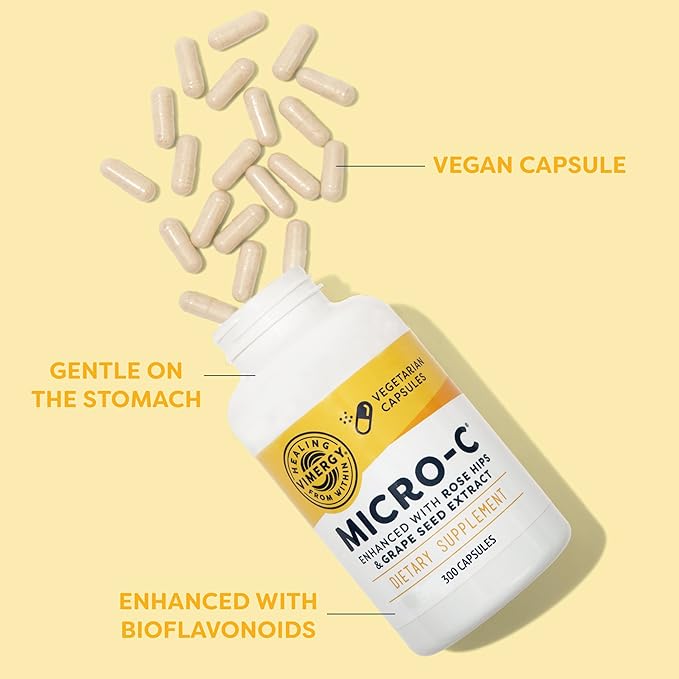 Vimergy Micro-C ®, Value Size - 300 Servings – 500mg All-Natural Buffered Vitamin C Capsules with Rose HIPS, Rutin, Grape Seed & Acerola Fruit Extract - Supports a Healthy Immune System & Skin Health