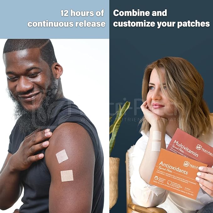 Antioxidants Topical Patch,Infused with VIT.C,CoEnzymeQ10,NADH,NAC,Quercetin,and Other Wellness Ingredients.Designed to give You a Boost (30/Pack).