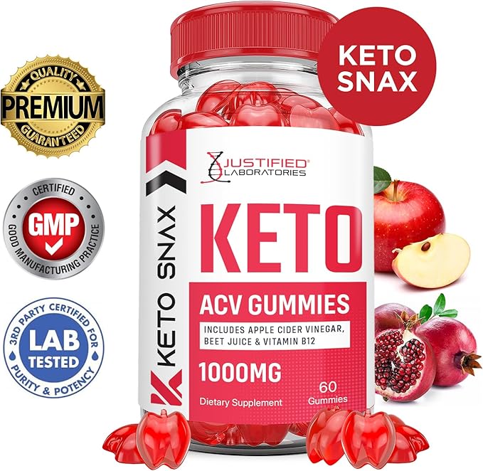 (3 Pack) Keto Snax Keto ACV Gummies Advanced Formula 1000MG Keto Snax Keto Gummies Apple Cider Vinegar Formulated with Pomegranate Beet Juice Powder B12 Vegan Non GMO 120 Gummys
