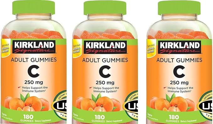 Kirkland Signature Vitamin C Adult Gummies 250 mg, 180 Count (Pack of 3)