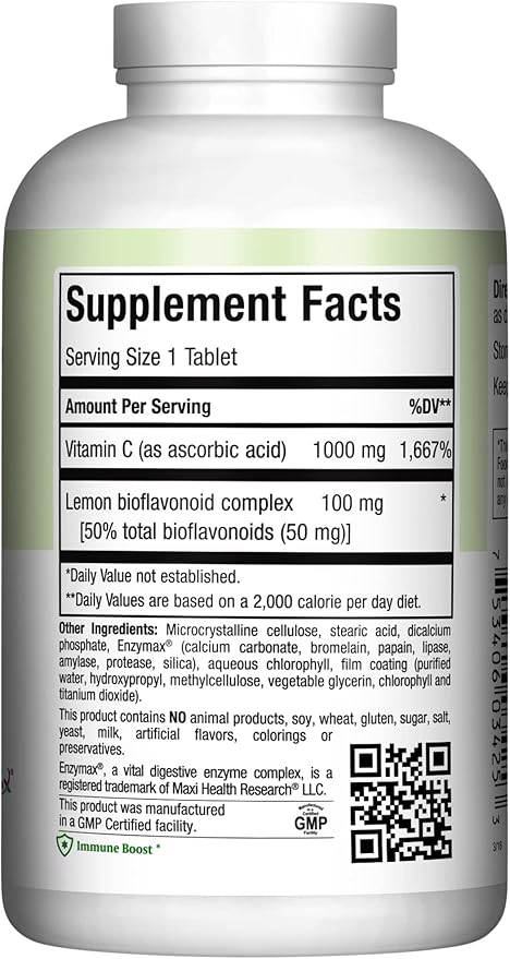 1000 mg Vitamin C - 1000mg Tablets Ultra High Absorption Formula - Gluten Free Kosher Dietary Non GMO Vitamin C Supplement for Immune Support - VIT C Vitamin C Tablets from Ascorbic Acid, 250 Count