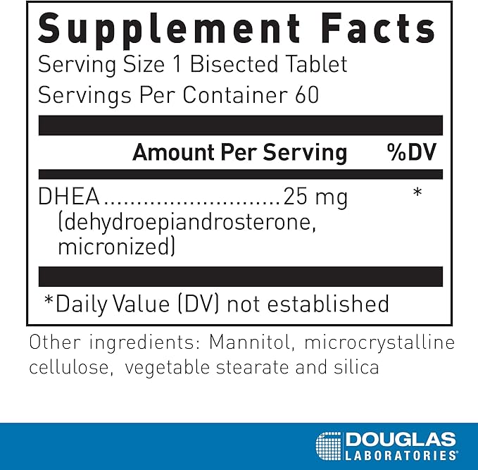 Douglas Laboratories DHEA 25 mg Dissolvable Tablets | Supports Immune Health, Brain, Bones, Metabolism and Lean Body Mass* | 60 Tablets