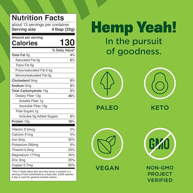 Manitoba Harvest Hemp Yeah! Organic Max Fiber Protein Powder, Omegas 3&6 per Serving, Chocolate, 16 Ounce, Packaging May Vary