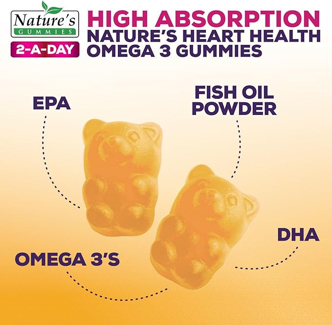 Omega Fish Oil Gummies - Delicious Orange Flavor Fish Oil Omega 3 Supplements with Heart Healthy EPA & DHA Fatty Acids for Heart, Joint & Brain Support - Omega 3 Fish Oil Gummy Vitamins - 120 Gummies