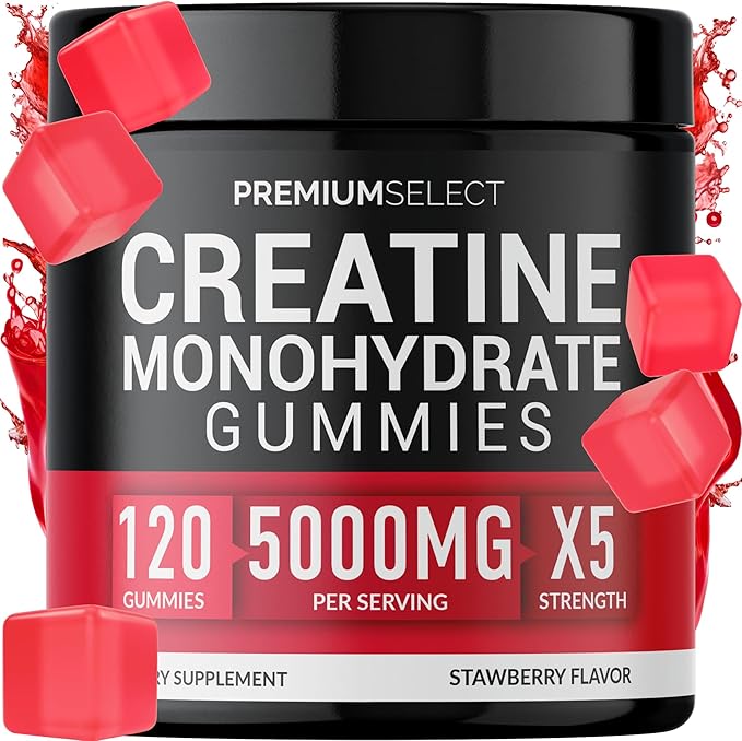 Creatine Gummies for Men & Women 5g Sugar Free - 120 Chewable Creatine Monohydrate Gummies for Muscle Strength, Muscle Builder, Energy Boost, Booty Gain, Pre-Workout & Recovery Supplement Gummy Chews
