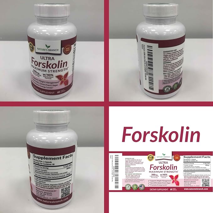 100% Ultra Pure Forskolin for Weight Management Maximum Strength | Coleus Forskohlii Root Extract Powder, 40% Standardized Lean Supplement for Men & Women, Premium Extreme Boost Complex - 60 Capsules