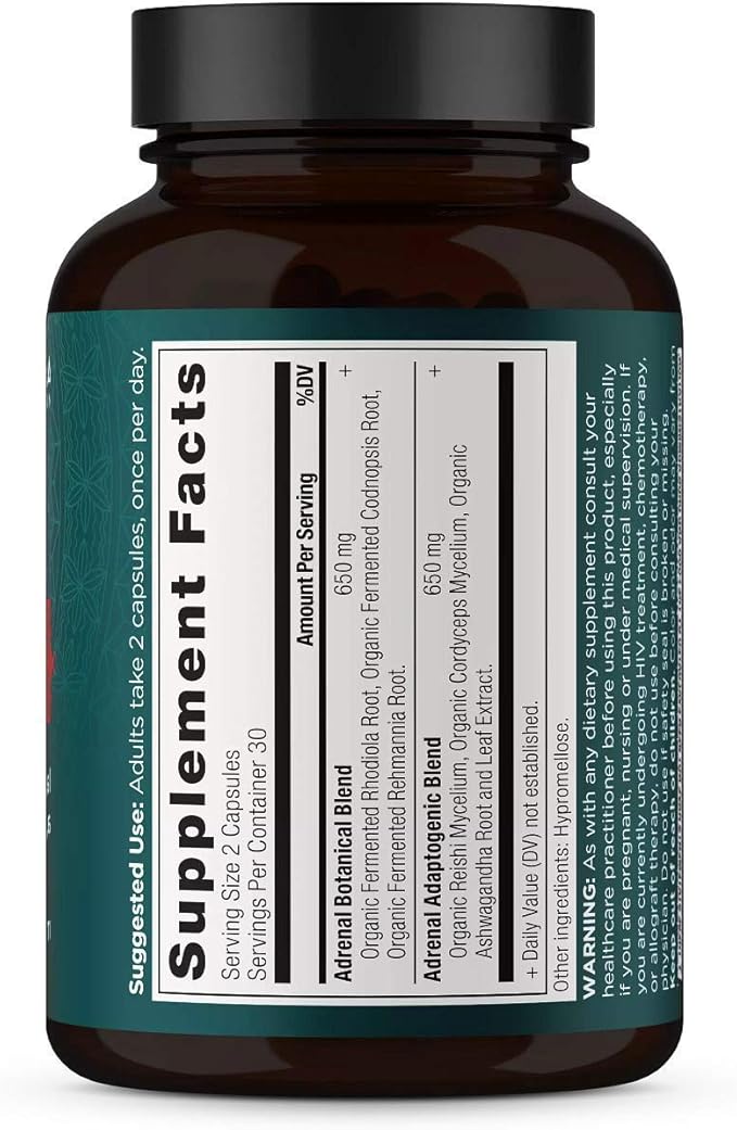 Adrenal Support with Ashwagandha Supplement by Ancient Nutrition, Helps Reduce Stress & Fatigue, Paleo and Keto Friendly, Gluten Free, 1300mg, 60 Capsules