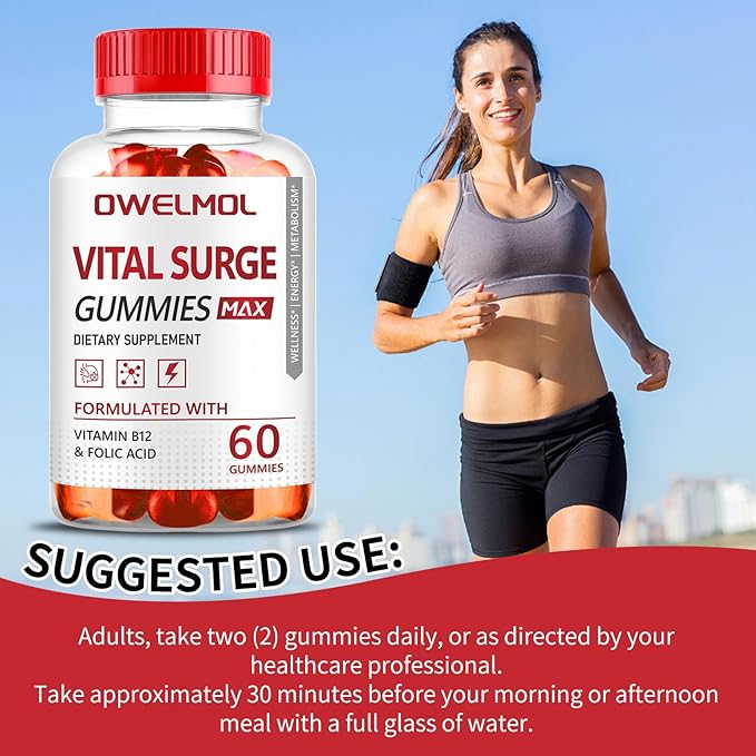 Vital Surge Gummies for Men Supplement, Vital Surge MAX Strength VitalSurge Advanced Formula, VitalSurge Advanced Health Wellness Support Gummies(60 Gummies)