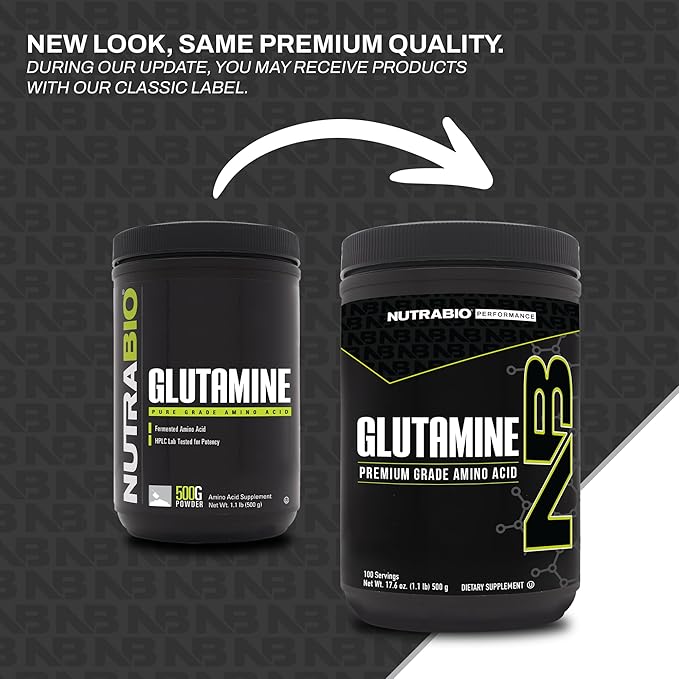 NutraBio Pure L-Glutamine Powder - L-Glutamine Supplement- Amino Acid - Pure Grade: Absolutely no Additives, Fillers or Excipients! - Muscle Recovery Supplement - (500 Grams)