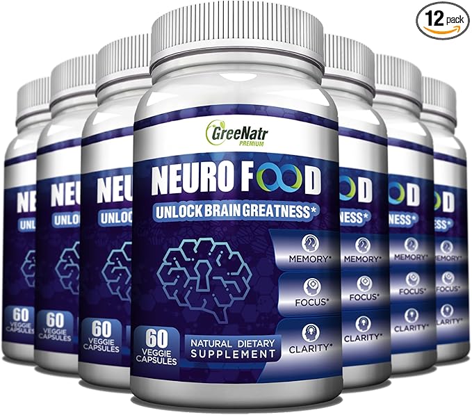 Brain Supplement to Enhance Memory, Energy, Focus, and Clarity with B1, B6, B12 Vitamin, Folic Acid, Calcium and Ginkgo Biloba for Men and Women (12 Bottles)