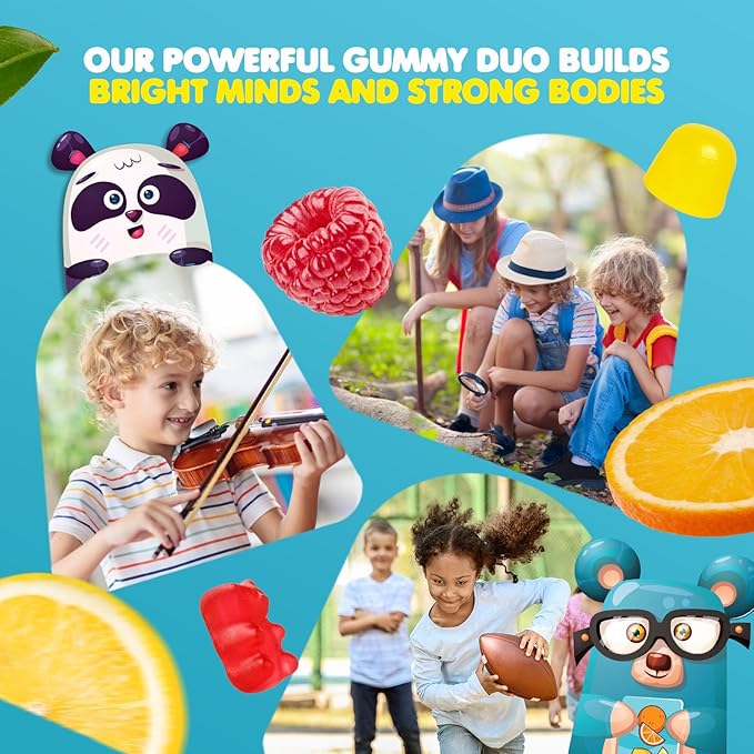 DR. MORITZ Kids Magnesium and Kids Omega 3 Gummies Bundle - Includes Low Sugar Calm Magnesium Gummies for Kids (120 Count, 2 Pack) and Vegetarian Omega 3 Gummies for Kids (90 Count), No Fish Oil