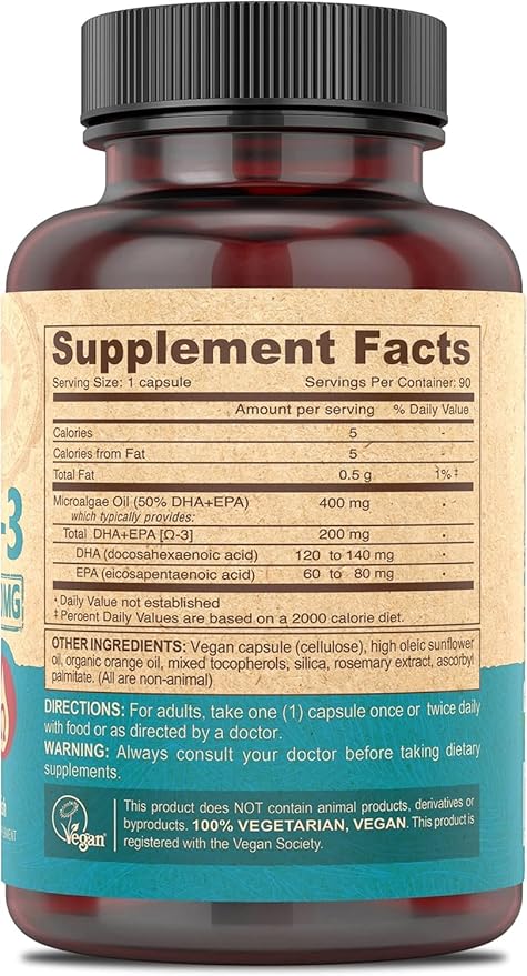DEVA Vegan Omega-3 DHA-EPA, from Micro Algae, Delayed Release, 90 Vegan Capsules (Pack of 2)