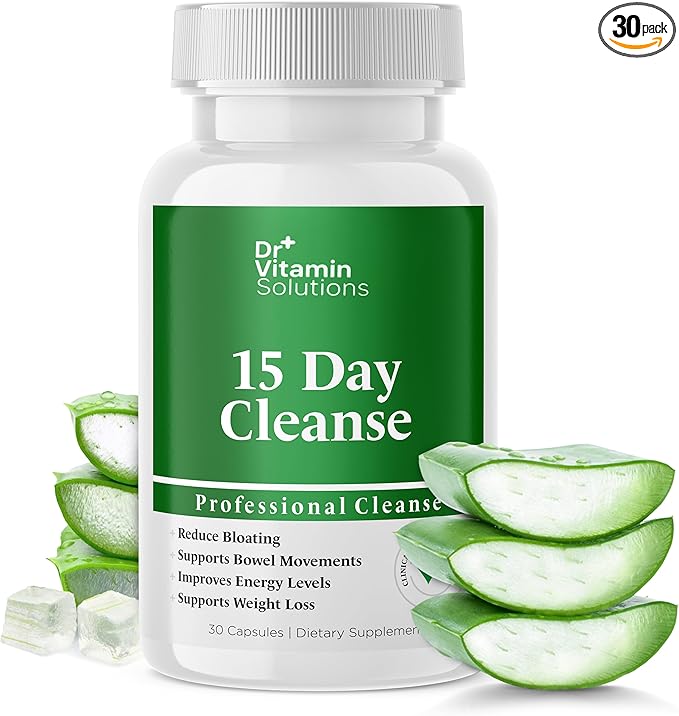 15 Day Cleanse Gut Support, Detox for Men & Women, All Natural Colon Cleanser for Bloating and Constipation Relief, Extra Calorie Loss with Healthy Probiotics - 30 Capsules