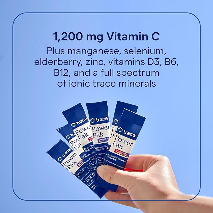 Trace Minerals | Power Pak Electrolyte Powder Packets | 1200 mg Vitamin C, Zinc, Magnesium | Boost Immunity, Hydration and Natural Energy | Lemon Lime | 30 Packets