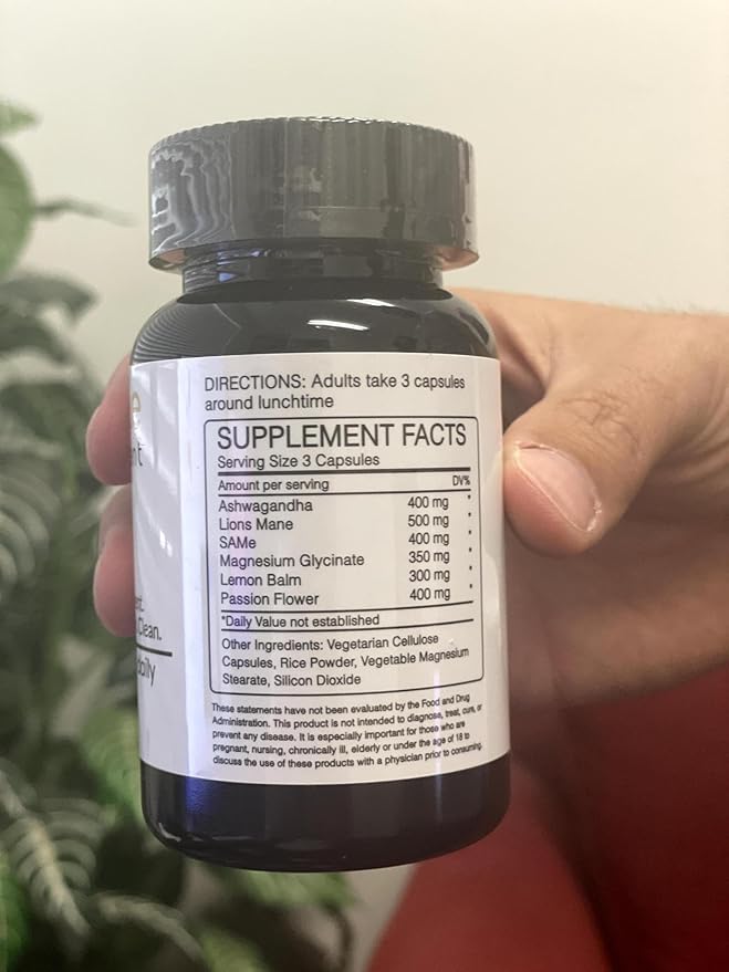 Daytime Nootropic Natural Daily Support - Brain Clarity, Brain Health, Focus, Mood and Energy - Lions Mane, Ashwagandha, Same, Passion Flower – Enjoy Your Day!