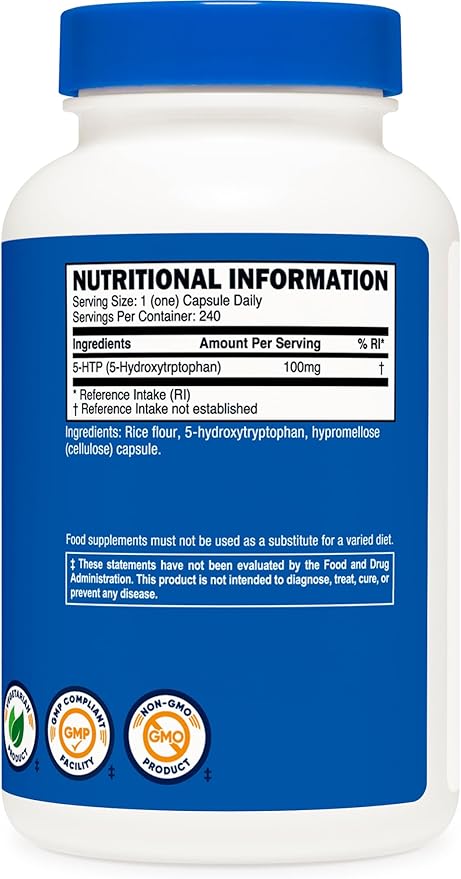 Nutricost 5-HTP 100mg, 240 Vegetarian Capsules (5-Hydroxytryptophan) - Non-GMO & Gluten Free