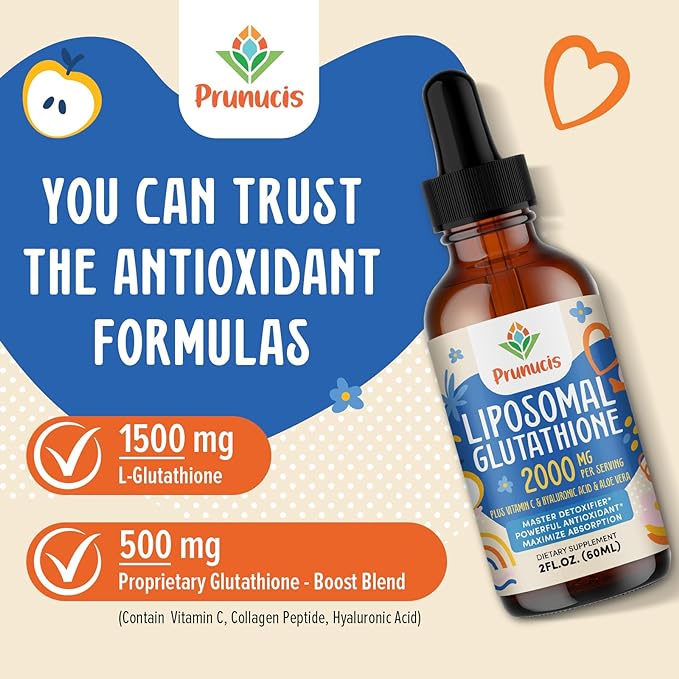 2000MG Liposomal Glutathione Liquid, 98% Absorption, Glutathione Liquid Supplement, Active Form L- Glutathione, Powerful Antioxidant Non-GMO for Immune System, Aging Defense, Detox, 4 FL.OZ