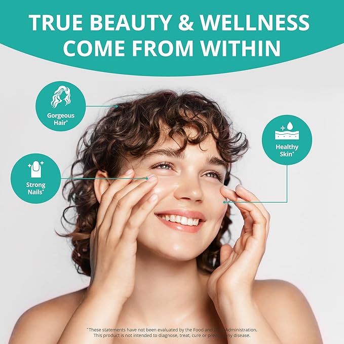 NuBest Collagen Collagen Peptides - Collagen Pills for Adults for Hair Growth, Strong Nails, Skin Health - Premium Collagen for Hair, Vitamin for Nails - 1500mg Collagen Per Serving - 90 Capsules