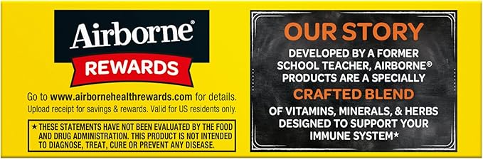 Airborne 1000mg Vitamin C with Vitamin D & Zinc, SUGAR FREE Multivitamin Immune Support Supplement, Antioxidants Vitamins A C & Vitamin E, 30 Effervescent Tablets, Very Berry Flavor