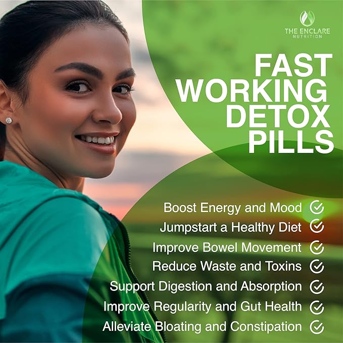THE ENCLARE NUTRITION Colon Cleanse Fast-Acting Detox; Healthy Bowel Movement, Laxatives for Constipation Relief, Bloating, Probiotic, Fiber, Supports Regularity, Energy, Gut Immunity,Diet Pills (2)