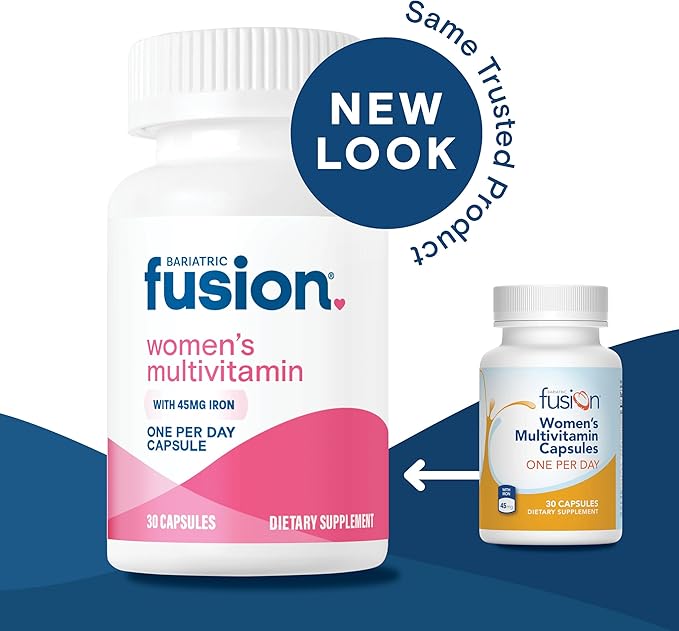 Bariatric Fusion One Per Day Bariatric Multivitamin with Iron for Women | with Hair and Nails Vitamins Blend | Gastric Bypass and Sleeve Gastrectomy | Glutren Free | 30 Capsules | 1 Month Supply