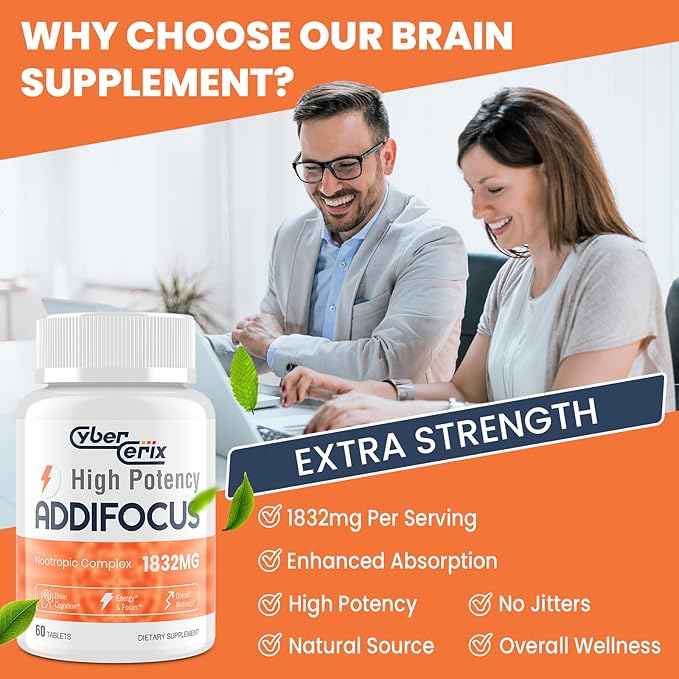 17-in-1 Brain Supplement for Memory and Focus - Nootropic Brain Supplement for Concentration, Clarity, Energy & Focus - Natural Caffeine Blend with Vitamins, Amino Acids & Herbal Extracts - 60 Tablets