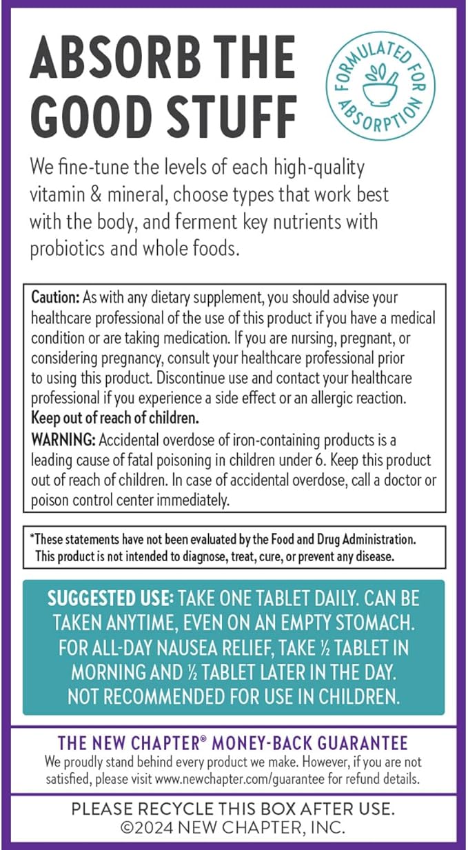 New Chapter Prenatal Vitamins, One Daily Prenatal Multivitamin with Methylfolate + Choline for Healthy Mom & Baby, Gluten Free & Non-GMO, 30 Count