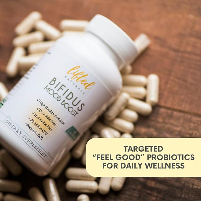 Probiotics 30 Billion CFU - Bifidus Mood Support Supplement w/prebiotics & probiotics for Women and Men - Mood & Digestion Support- Histamine Free - Natural Mood Boost - 60 Days Supply, Non-GMO