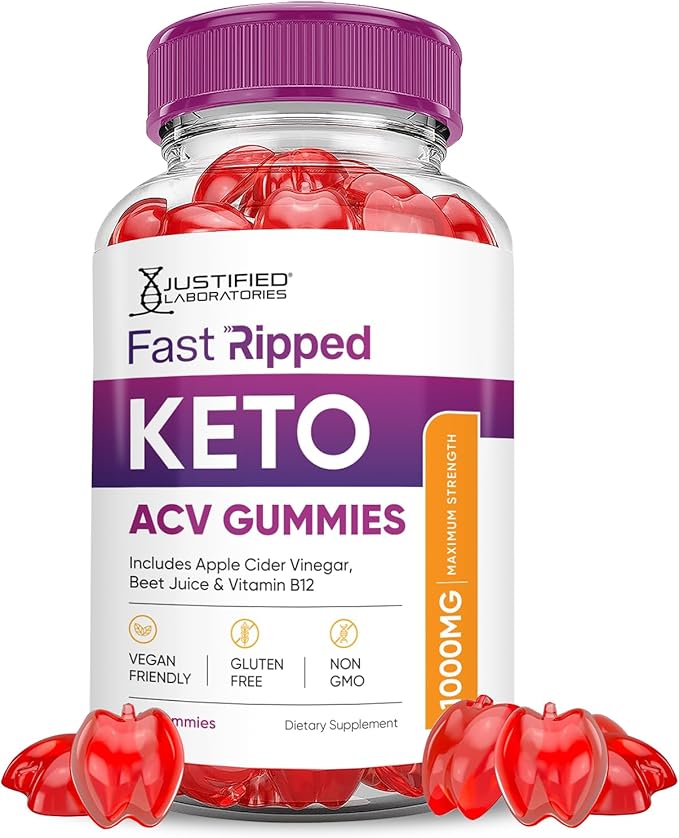Fast Ripped Keto ACV Gummies Advanced Formula 1000MG Fast Ripped Keto Gummies Apple Cider Vinegar Formulated with Pomegranate Beet Juice Powder B12 Vegan Non GMO 60 Gummys