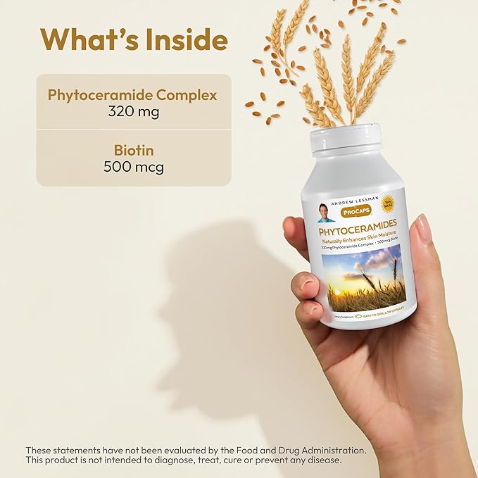 Andrew Lessman Phytoceramides with Biotin 30 Softgels – Skin’s Vital Natural Internal Moisturizer. Naturally Enhances Soft, Smooth, Radiant Skin. No Additives. Small Easy to Swallow Softgels