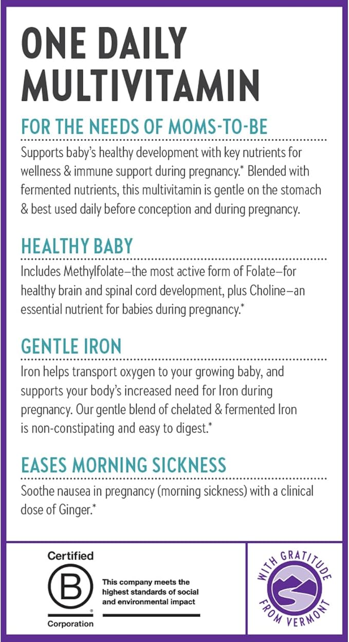 New Chapter Prenatal Vitamins, One Daily Prenatal Multivitamin with Methylfolate + Choline for Healthy Mom & Baby, Gluten Free & Non-GMO, 30 Count