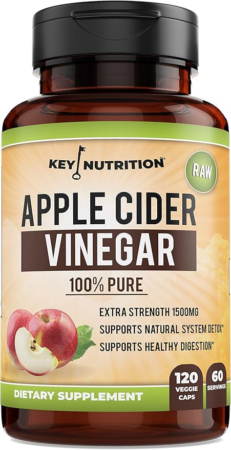 Apple Cider Vinegar 1500mg, 100% Organic, Pure & Raw - Healthy Digestion & Detox Support - 60 Day Supply