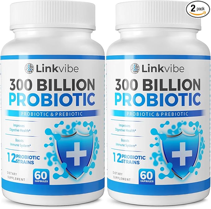 Probiotic 300 Billion CFU - 12 Strains Probiotics with Organic Prebiotics for Digestive & Gut, Immune, Bloating Health - Probiotics for Women and Men - Daily Probiotics Supplement -120 Counts