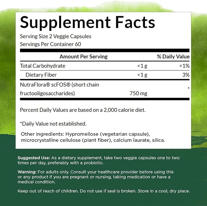 Swanson Prebiotic Capsules - Promotes Friendly Flora Support & Overall Digestive Health - Prebiotic Fiber Promoting Gut Health & Immune Health Support - (120 Veggie Capsules, 750mg Each) 1 Pack