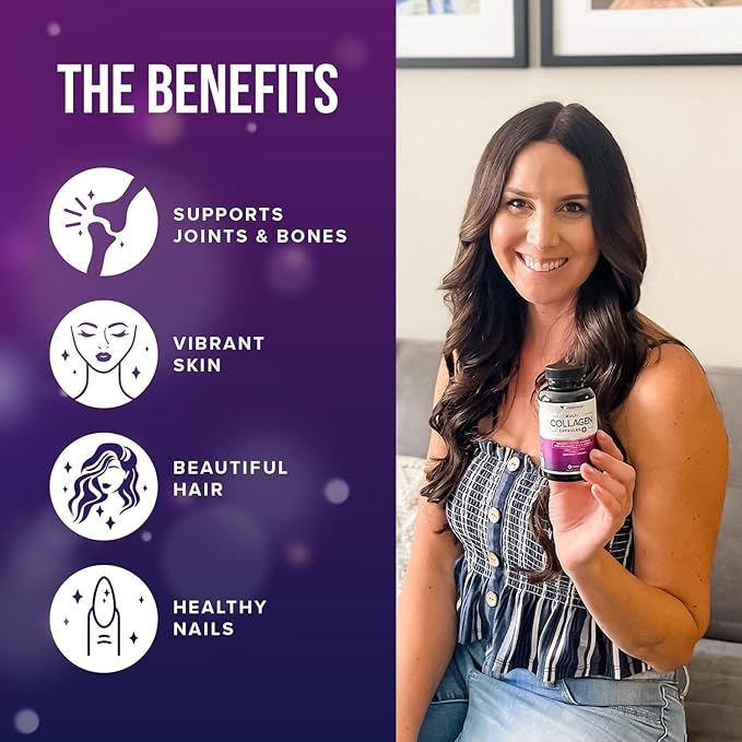Vitauthority Multi Collagen Pills for Women and Men High Absorption Hydrolyzed Collagen Peptides Capsules for Hair Skin and Nails with Types I II III V X Hyaluronic Acid and Vitamin C - 60 Servings